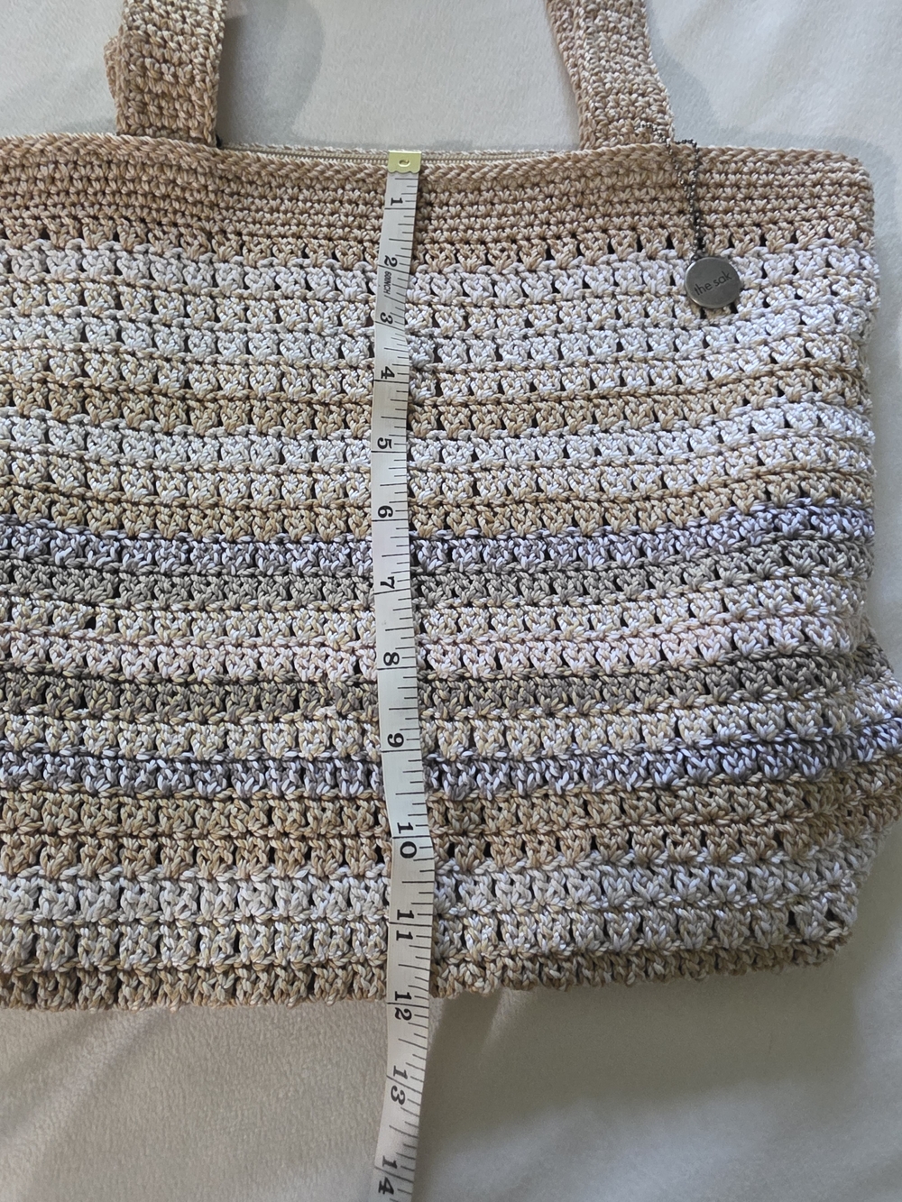 The Sak Beige, Cream & Light Pink Crochet Hobo Tote - Picture 6 of 7
